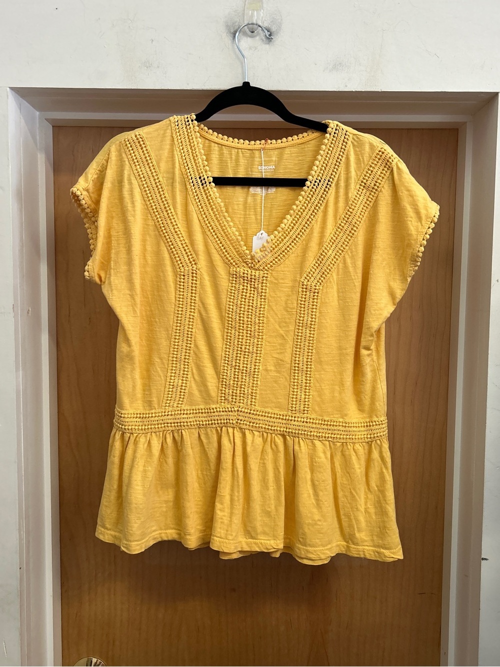 Sonoma 100% Cotton Yellow Boho Top - size M